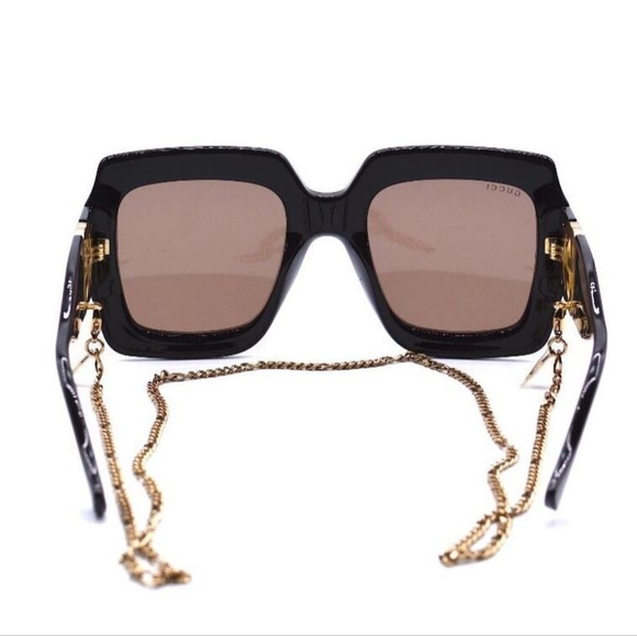 NEW GUCCI OVERSIZED SQUARE WOMEN'S SUNGLASSES WITH  GOLD CHAIN GG1022S 005 - Picture 6 of 14